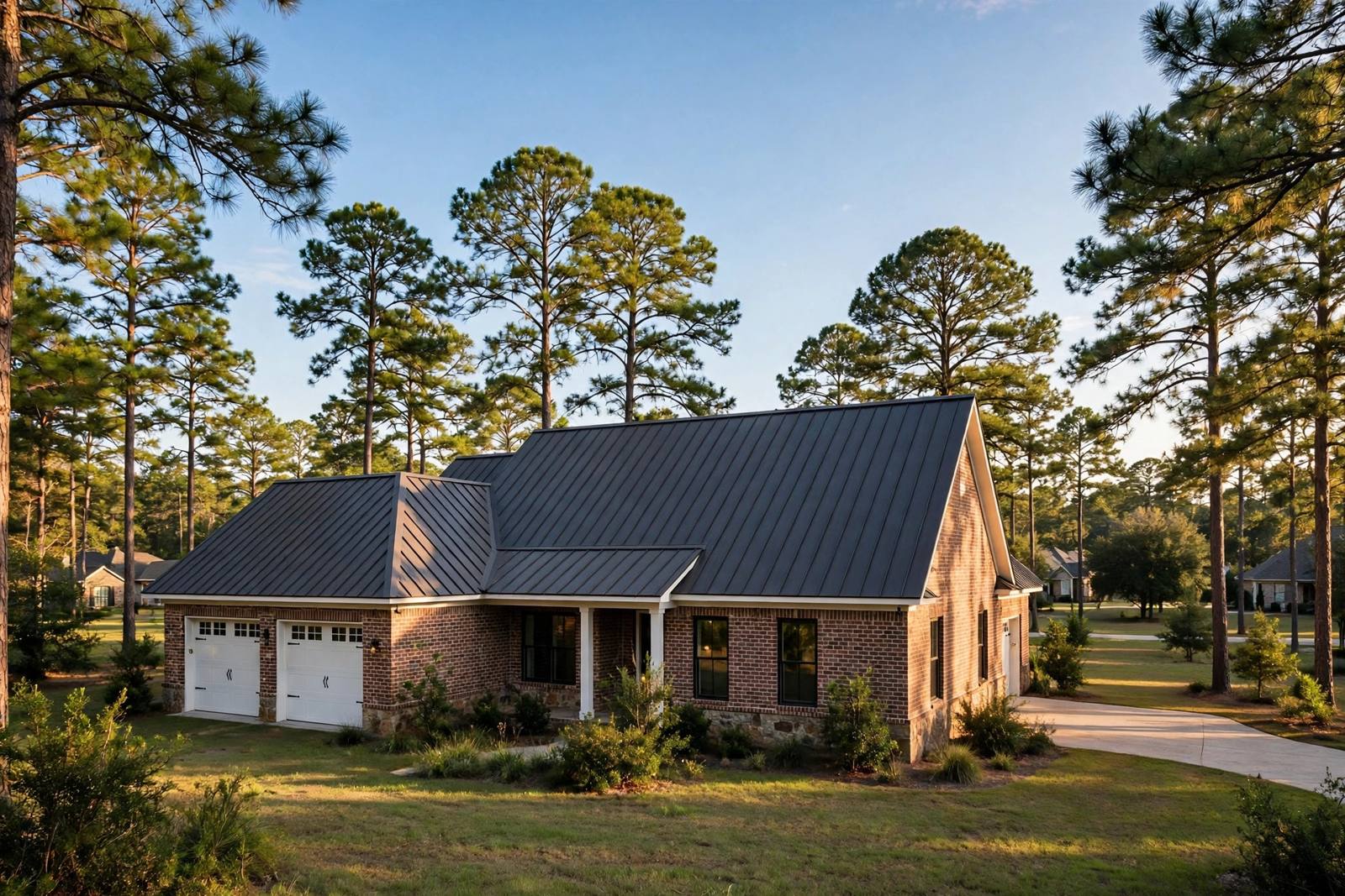 Standing seam metal roof on a Texas home